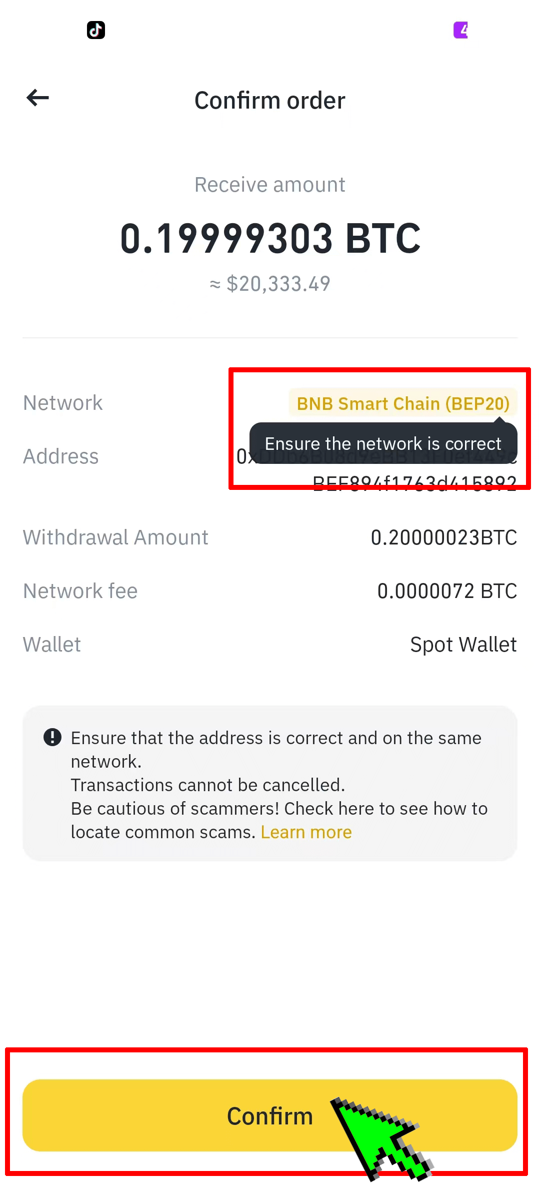 Confirm Withdraw